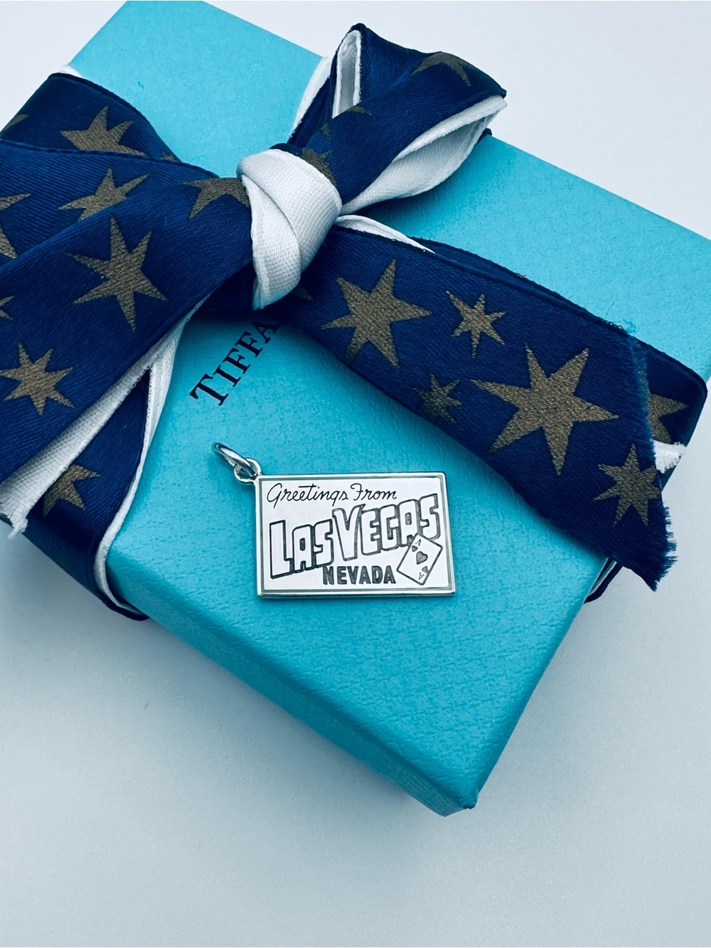 Tiffany & Co. Greetings from Las Vegas Nevada Postcard Charm with Packaging